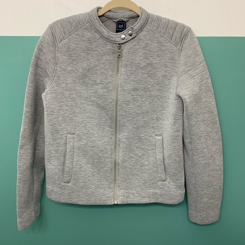 Gap Gray Scuba Moto Bomber Jacket Size Large *stain*